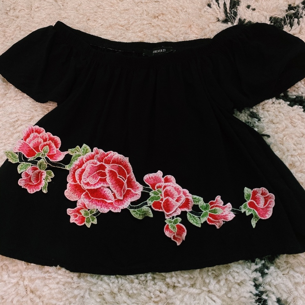 rose off the shoulder top